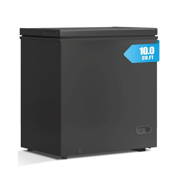 TABU 10.0 Cu ft Chest Freezer,Deep Freezer with Top Open Door and Removable Storage Basket,Black