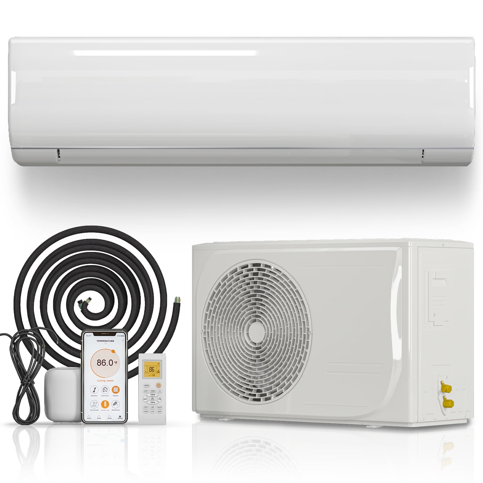 TABU 12000 BTU WIFI Enabled 21 Seer2 Mini Split Air Conditioner & Heater 110V,Remote Control,White