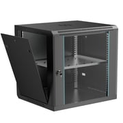 TABU 12U Wall Mount Network Server Cabinet, Enclosure Door Lock, 2X 1U Shelves, Pre-Mounted Fan