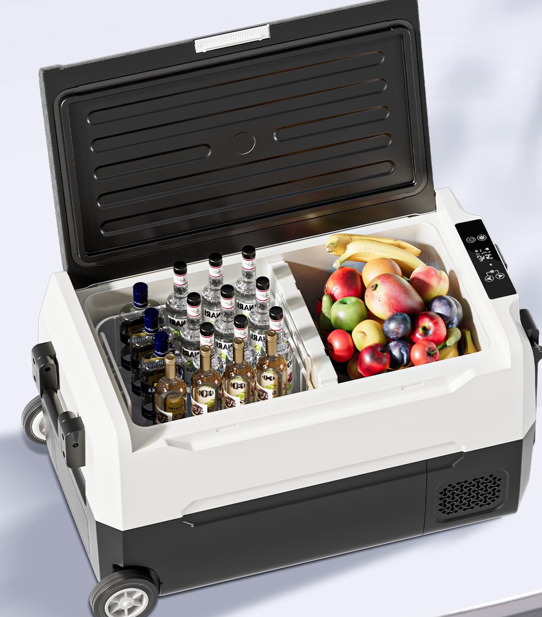 DISHUP 12V Portable Car Refrigerator, 38QT(35L) Electric Cooler with Dual Zone,DC & AC,Ideal for RV, Camping, Travel, Truck