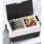 DISHUP 12V Portable Car Refrigerator, 49QT(45L) Electric Cooler with Dual Zone,DC & AC,Ideal for RV, Camping, Travel, Truck