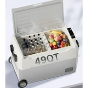 DISHUP 12V Portable Car Refrigerator, 49QT(45L) Electric Cooler with Dual Zone,DC & AC,Ideal for RV, Camping, Travel, Truck