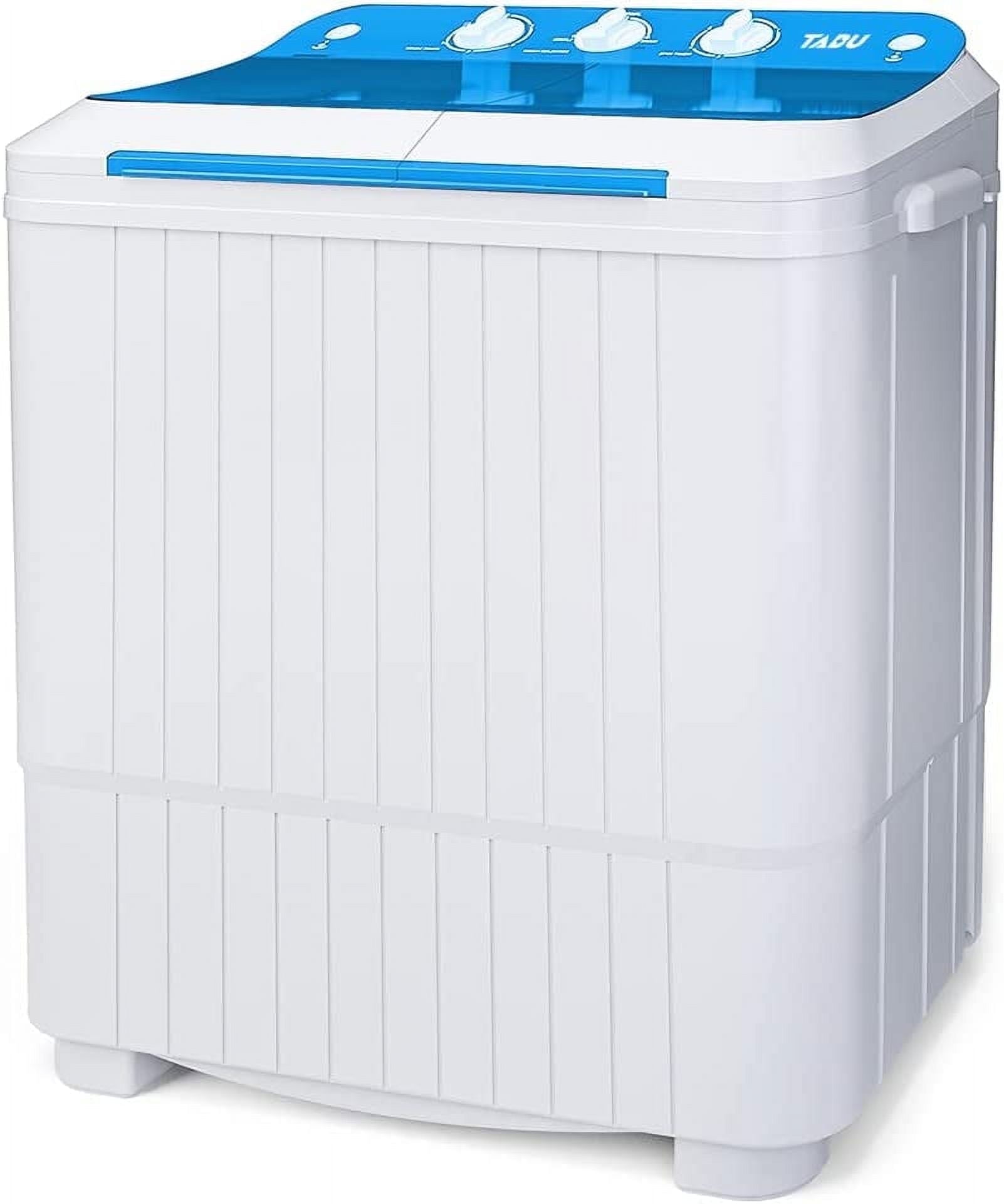 TABU 16.5lbs Portable Washing Machine,Electric Twin Tub Wash&Spin Combo,Semi-Automatic Washer,Blue