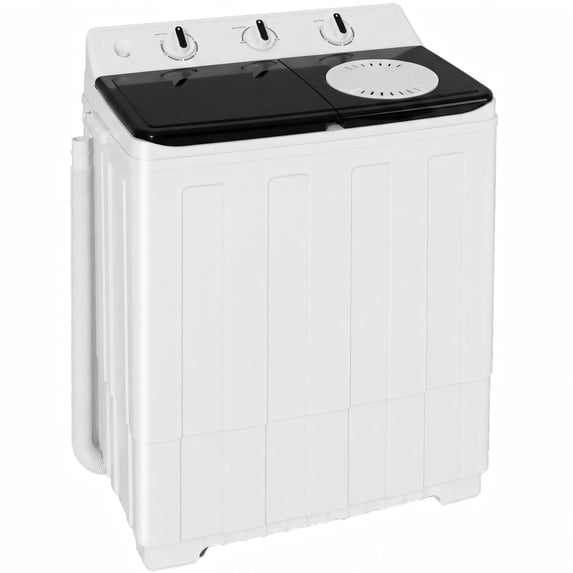 TABU 16.5lbs Portable Washing Machine,Electric Twin Tub Wash&Spin Combo,Semi-Automatic Washer,Gray