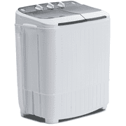 TABU 16.5lbs Portable Washing Machine,Electric Twin Tub Wash&Spin Combo,Semi-Automatic Washer,Gray