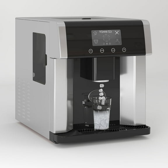 TABU 2 in 1 Ice Maker with Water Dispenser, 33 lbs/24H, Self Cleaning Countertop Ice Maker, Black