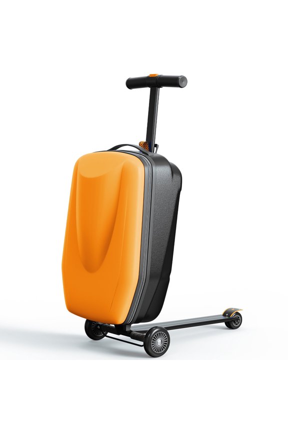 Muhub 2 in 1 Scooter Luggage for Kids and Adult,Foldable Ride on Luggage with Wheels,Orange