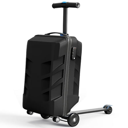 Muhub 2 in 1 Scooter Luggage for Kids and Adult,Foldable Ride on Suitcase with Wheels,Black