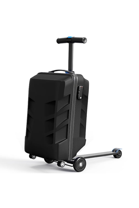 Muhub 2 in 1 Scooter Luggage for Kids and Adult,Foldable Ride on Suitcase with Wheels,Black