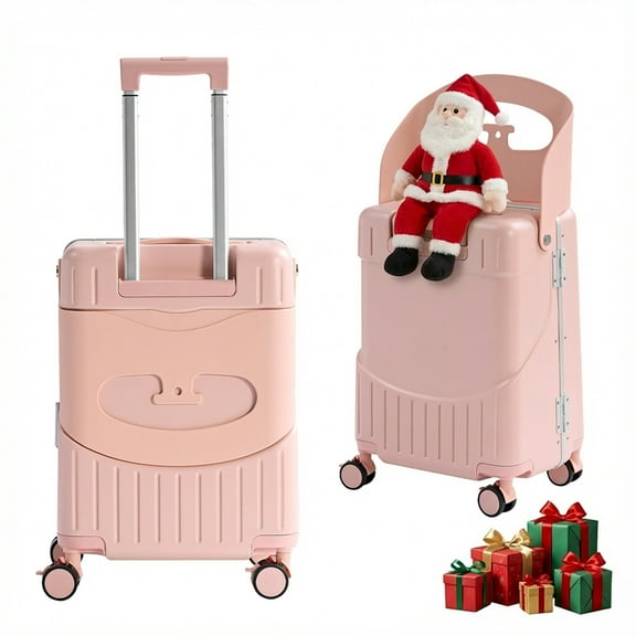 TABU 20" Ride on Luggage with Seat for Kids, Kids Luggage with Wheels & TSA Lock for Travel,Pink