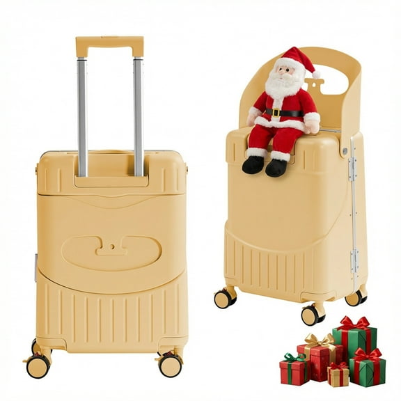 TABU 20" Ride on Luggage with Seat for Kids, Kids Luggage with Wheels & TSA Lock for Travel,Yellow