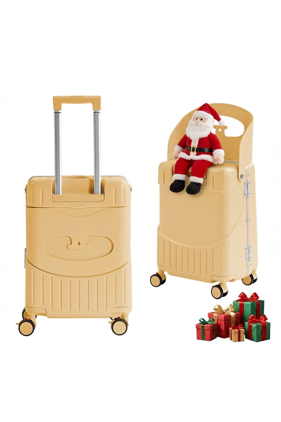 20" Ride on Luggage with Seat for Kids, Kids Luggage with Wheels & TSA Lock for Travel,Yellow