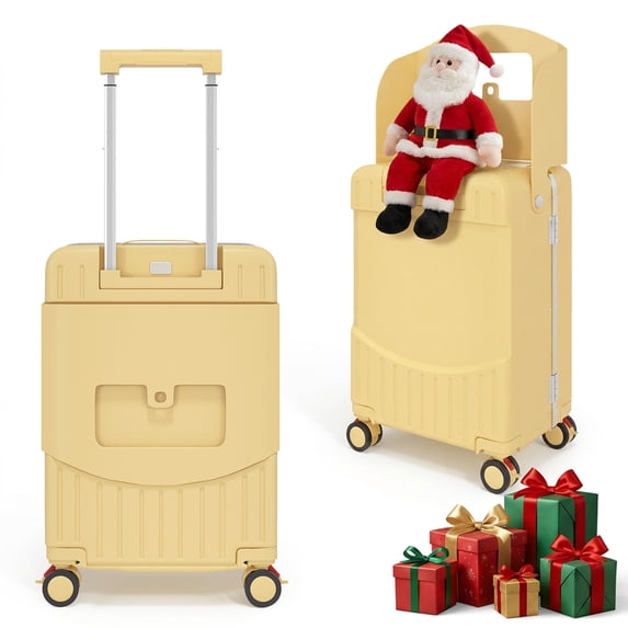 TABU 20" Ride on Luggage with Seat for Kids, Kids Luggage with Wheels & TSA Lock for Travel,Yellow