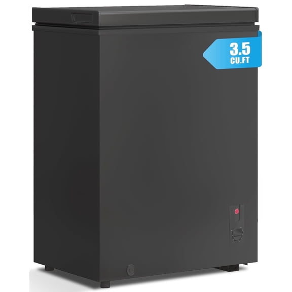 TABU 3.5 Cu ft Chest Freezer,Deep Freezer with Top Open Door and Removable Storage Basket, (Black)