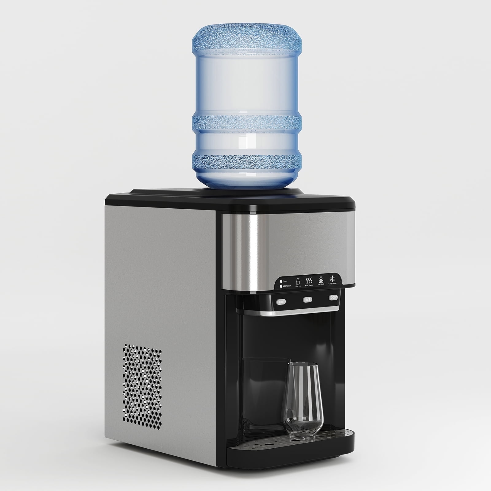 TABU 3 in 1 Water Dispenser with Ice Maker, 44 LBS/24H,Cold/Hot Temperature,Child Safety Lock,Black