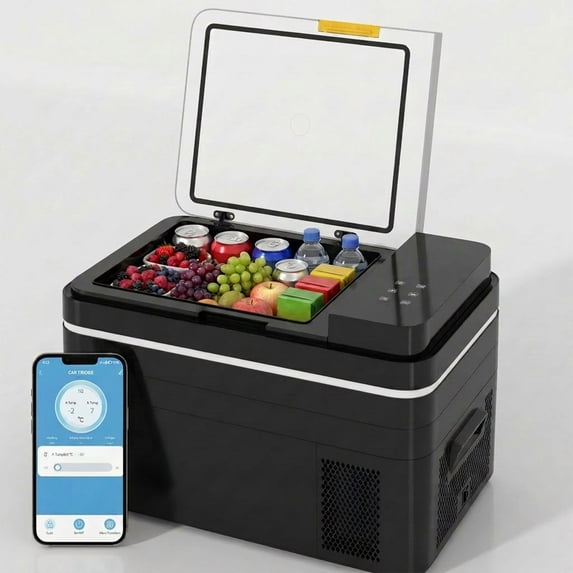 TABU 38QT(35L) Electric Cooler,12V Portable Car Refrigerator with Dual Zone,Independent Temperature Control,Black