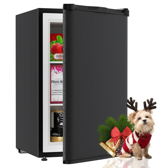 TABU 4.5 CU.FT Upright Freezer, Freestanding Mini Freezer with Removable Shelf, 7 Adjustable Thermostat, Reversible Door, Black