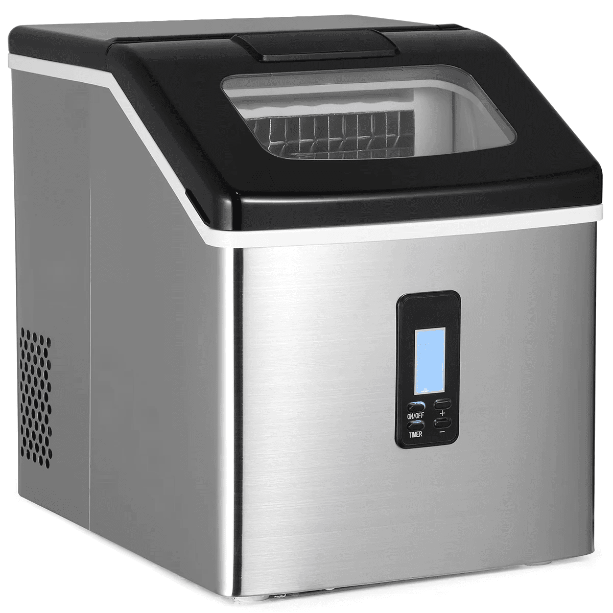 TABU Portable Countertop Ice Maker, 40Lbs/24H, Self Cleaning, Stainless Steel, Black
