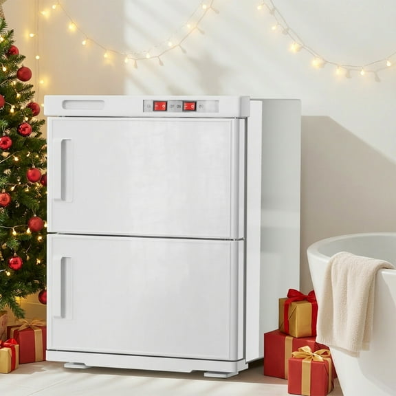 TABU 46L Hot Towel Warmer, Double Cabinet Towel Warmer with Stainless Steel Racks, Heating for Salon, Spa, Home,White