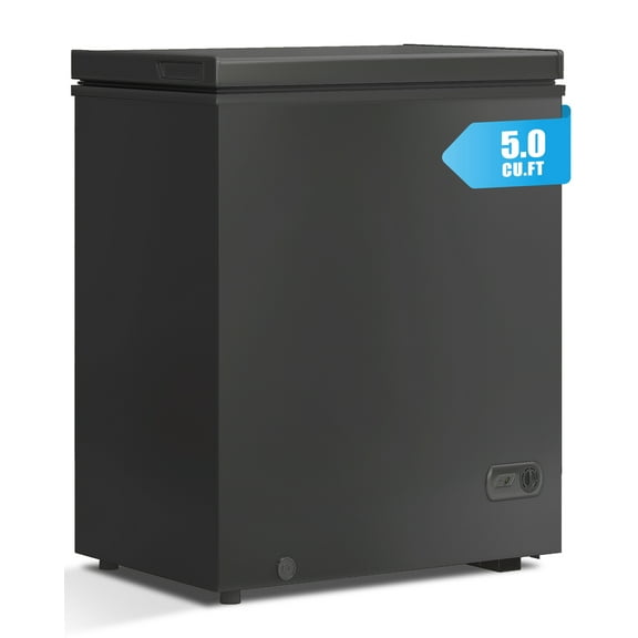 TABU 5.0 Cu ft Chest Freezer,Deep Freezer with Top Open Door and Removable Storage Basket,Black