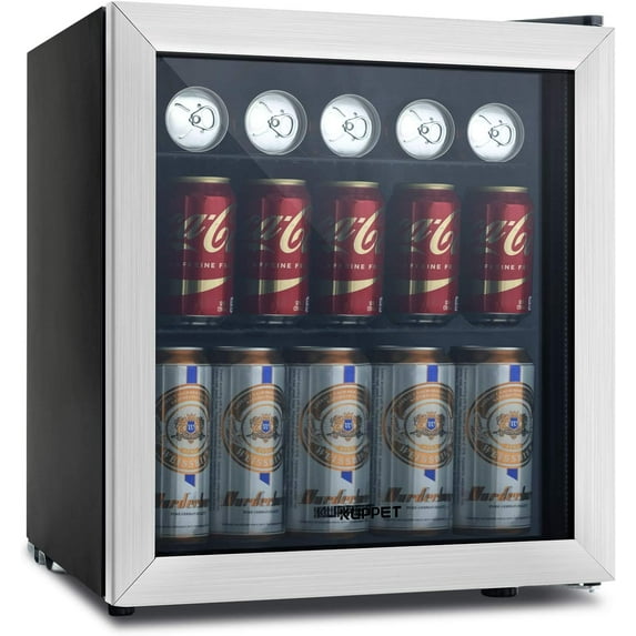 TABU 62 Can Beverage Refrigerator,Adjustable Removable Shelves,for Soda Beer or Wine, Stainless Steel, 1.6 Cu.ft