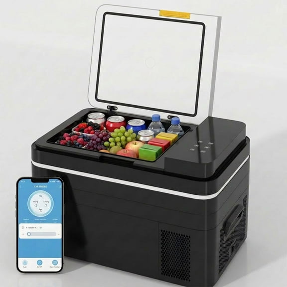 TABU 38QT(35L) Electric Cooler,12V Portable Car Refrigerator with Dual Zone,Independent Temperature Control,Black