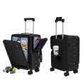 thumbnail image 1 of TABU Carry on Luggage with Detachable Side Bag, Zipperless PC Hard Shell Suitcase, Front Opening Suitcase, 360° Spinner Wheels, TSA Locks, USB Port, Black, 1 of 10