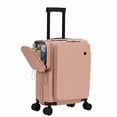 thumbnail image 1 of TABU Carry On Luggage with Side Bag, Front Opening Suitcase with Cup Holder & Phone Mount, USB & Type-C Port, TSA Lock, Phone Mount, Pink, 1 of 8