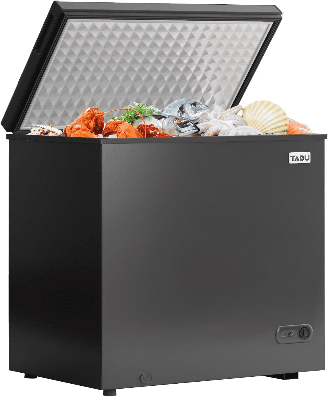 TABU 10.0 cu ft Deep Freezer with Removable Basket, Adjustable Temperature(Black)