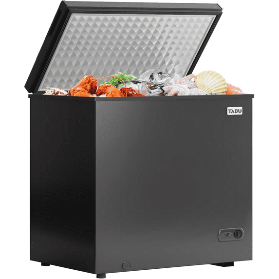 TABU 10.0 cu ft Deep Freezer with Removable Basket, Adjustable Temperature(Black)
