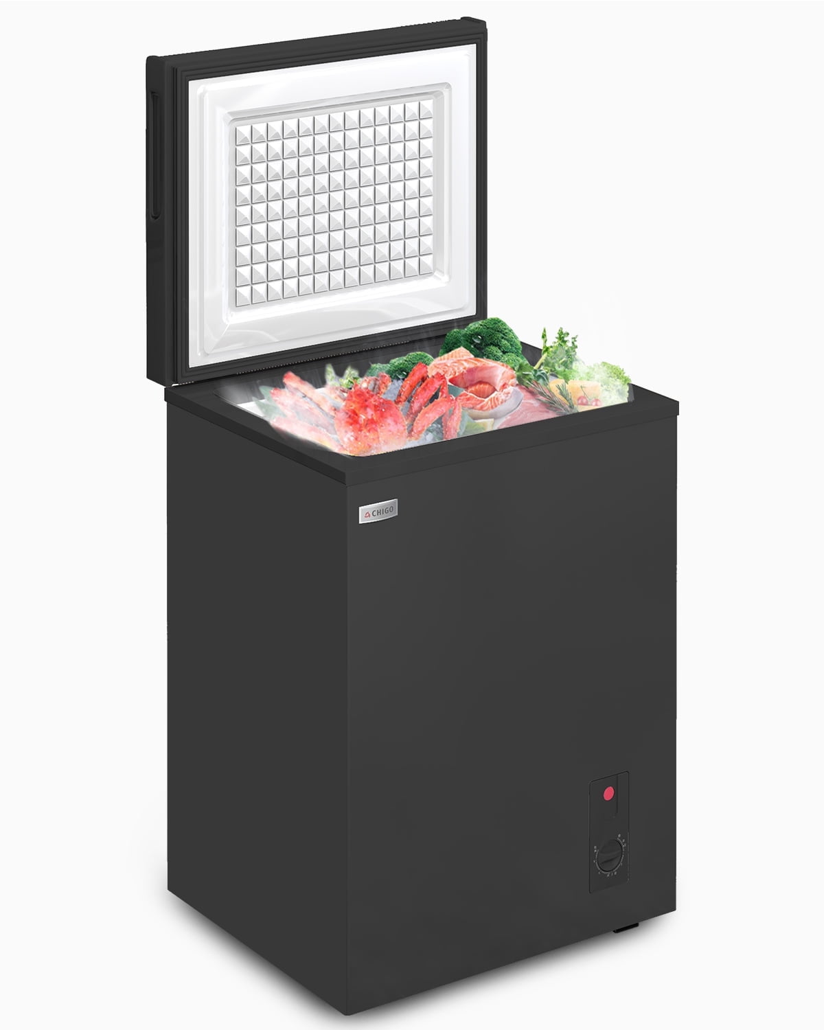 TABU Chest Freezer, 3.5 Cu ft Deep Freezer, Garage Ready, Adjustable Temperature, Black