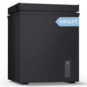 TABU Chest Freezer,5.0 Cu ft Deep Freezer,Garage Ready,Top Open Door,Black