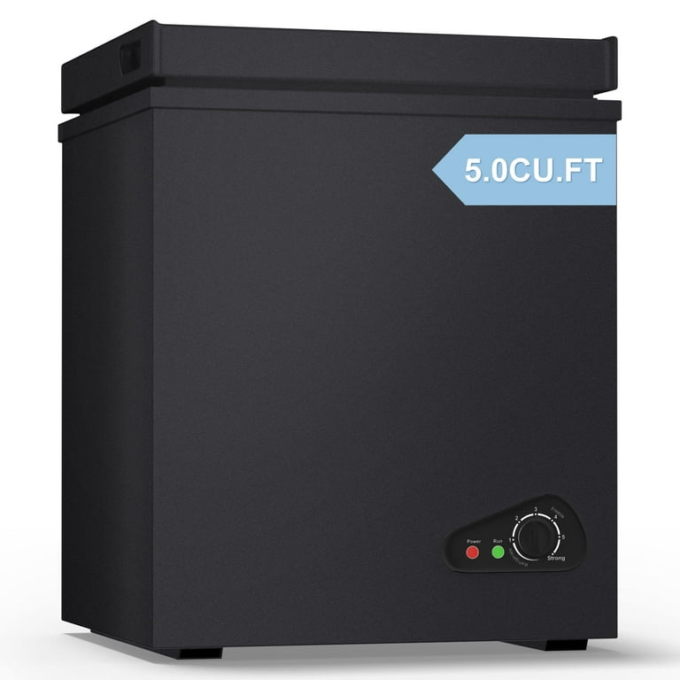 TABU 5.0 Cu ft Chest Freezer, Top Open Door, Black, Garage Ready