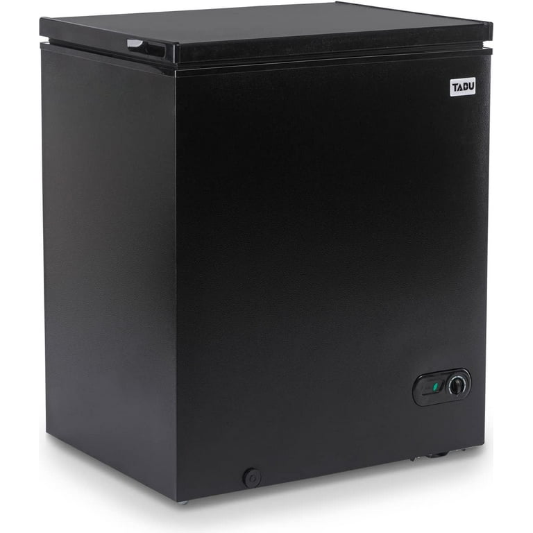 TABU Chest Freezer, 5.0 Cu Ft Deep Freezer with Removable Storage Basket,  Black Top Open Door Freezer with 7 Level Adjustable Temperature, Compact
