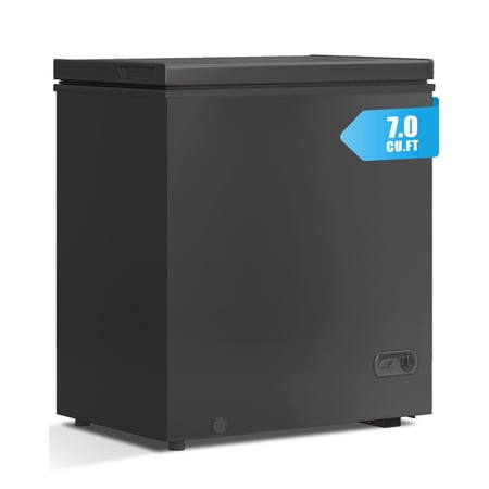 TABU Chest Freezer, 7.0 Cu Ft Deep Freezer with Adjustable Temperature, Compact Freezer with Top Open Door (Black)