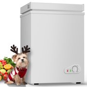 TABU Chest Freezer, 7.0 Cu Ft Deep Freezer with Adjustable Temperature, Compact Freezer with Top Open Door White