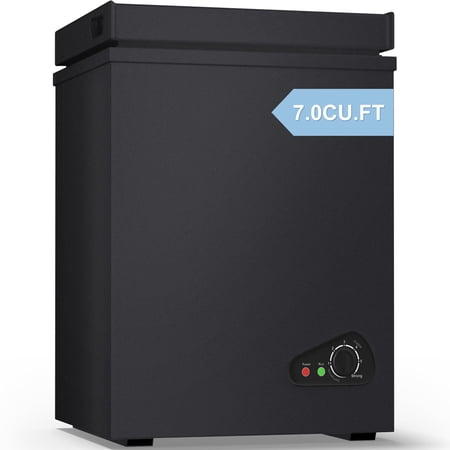 TABU Chest Freezer,7.0 Cu ft Deep Freezer,Garage Ready,Top Open Door,Black