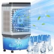 TABU Evaporative Air Cooler, 3000 CFM Swamp Cooler with 6.6 gal Tank, 7H Timer, Remote Control,Grey
