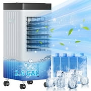 TABU Evaporative Air Cooler, 900 CFM Swamp Cooler with 2.6 gal Tank, 7H Timer, Remote Control,Gray