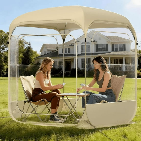 TABU Pop Up Bubble Tent, 6 x 6 ft Sports Tent for 4-5 People, Portable Weatherproof Clear Tent with Top Cover