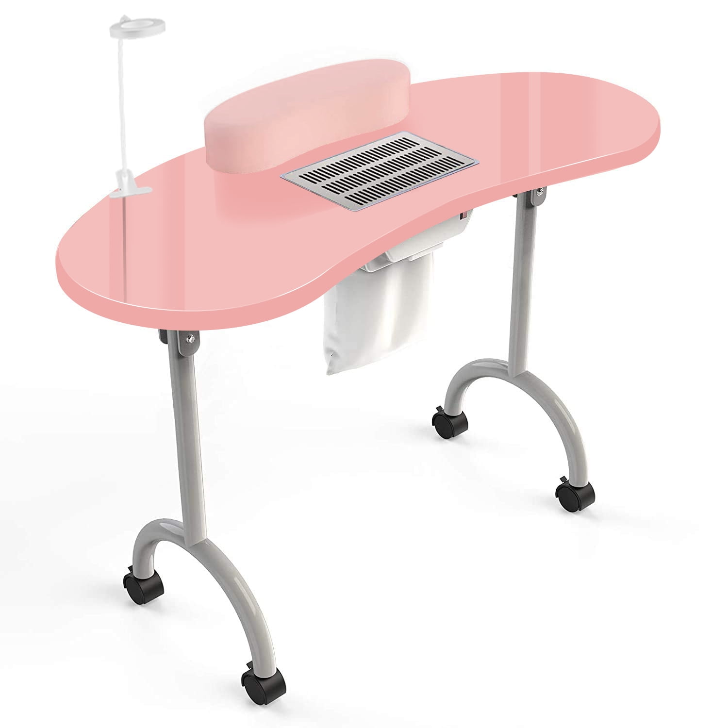 TABU Portable Folding Manicure Nail Table Station with Dust Collector Fan and Magnifying Glass