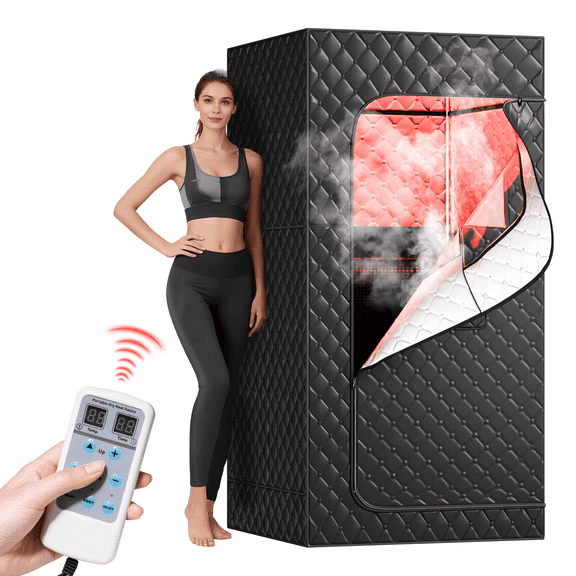 TABU Portable Infrared Sauna Tent with chair,1500W Carbon crystal Steam Sauna Tent with remote for Home,Easy Assembly,Black