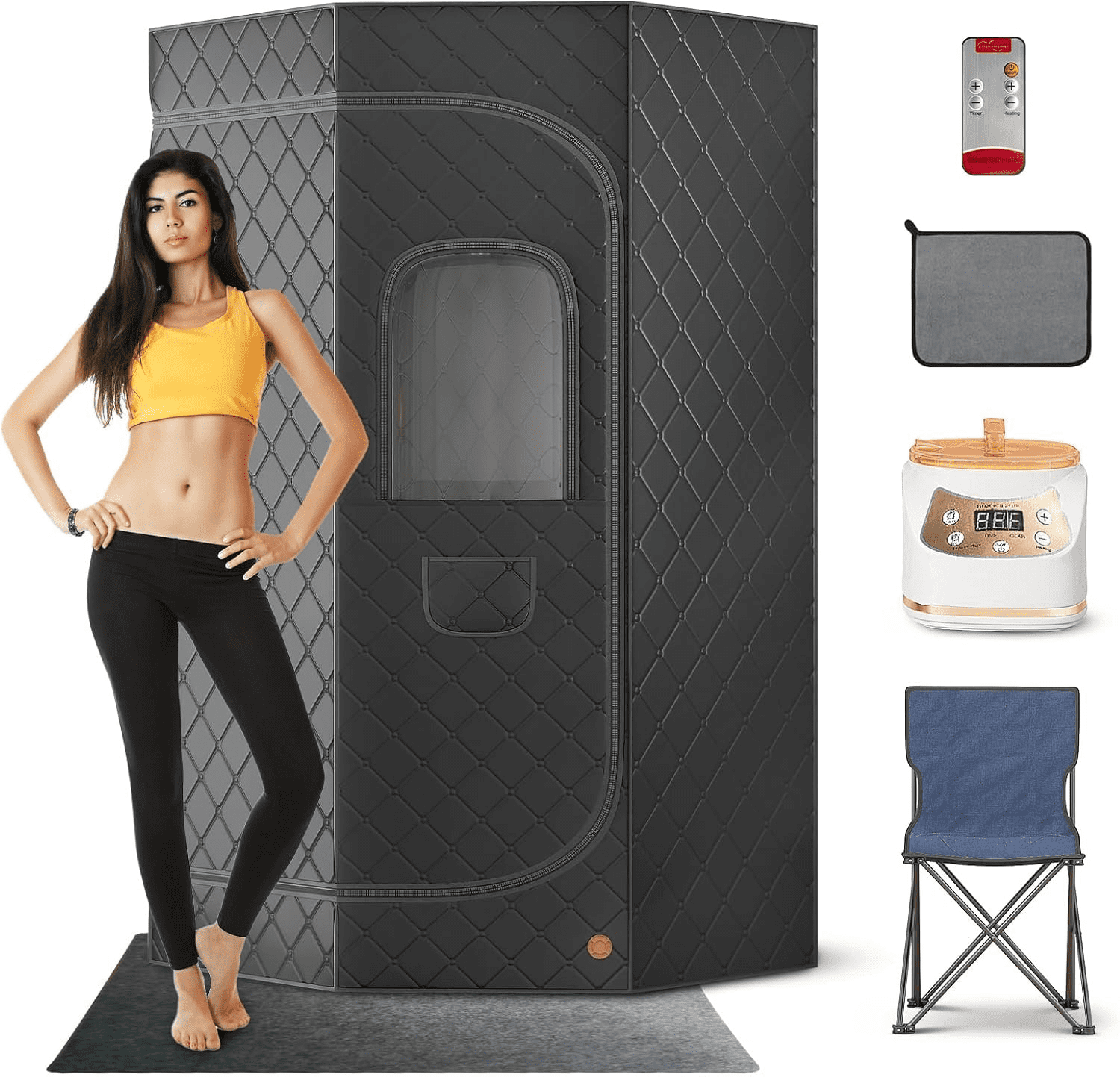 Portable Home Sauna Tent With 1500W Steamer & Remote - Personal Steam Spa For Indoor/Outdoor Relaxation