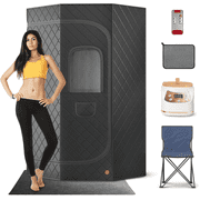 TABU Portable Sauna for Home, Sauna Box with 3L & 1500W Steamer, Timer, Foldable Chair, Black