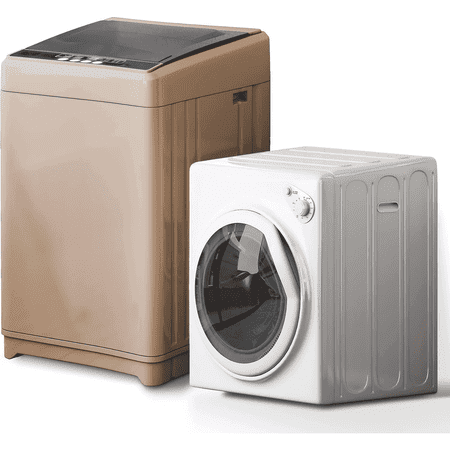 TABU Portable Washer and Dryer Set, 17.6LBS Full Automatic Washing Machine with Drain Pump & 13LBS Electric Dryer (Brown&White)