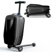 TABU Scooter Luggage for Kids & Adults, Carry on Luggage with Wheels for Kids Ages 6-15,Black