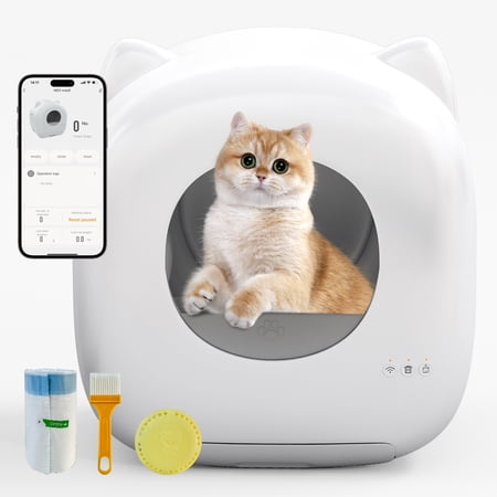 TABU Self Cleaning Litter Box,Automatic Cat Litter Box,APP Control,Large Capacity,White
