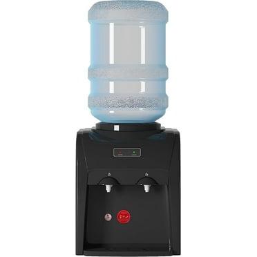 TABU Top Loading Water Cooler Dispenser, Hot & Cold Water, 38'' Countertop Water Cooler Dispenser, Holds 3 or 5 Gallon Bottle,Office Use,Black