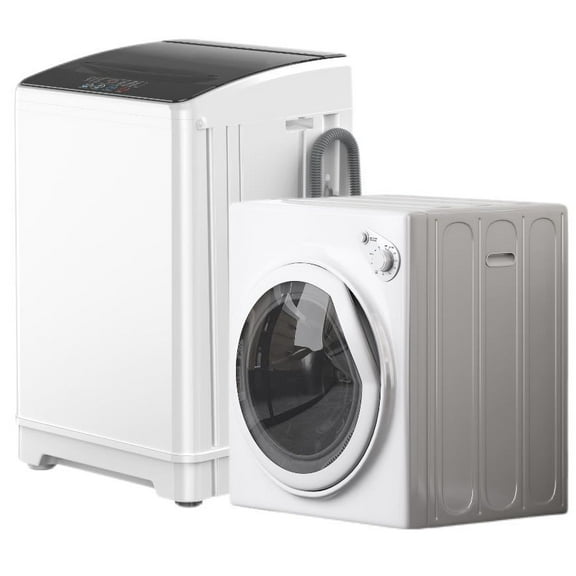 TABU Washer and Dryer Set, 17.6LBS Full Automatic Washing Machine & 13LBS Portable Dryer Combo (White)