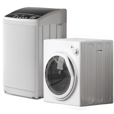 TABU Washer and Dryer Set, 19LBS Full-Automatic Washing Machine & 13LBS Compact Dryer (White)